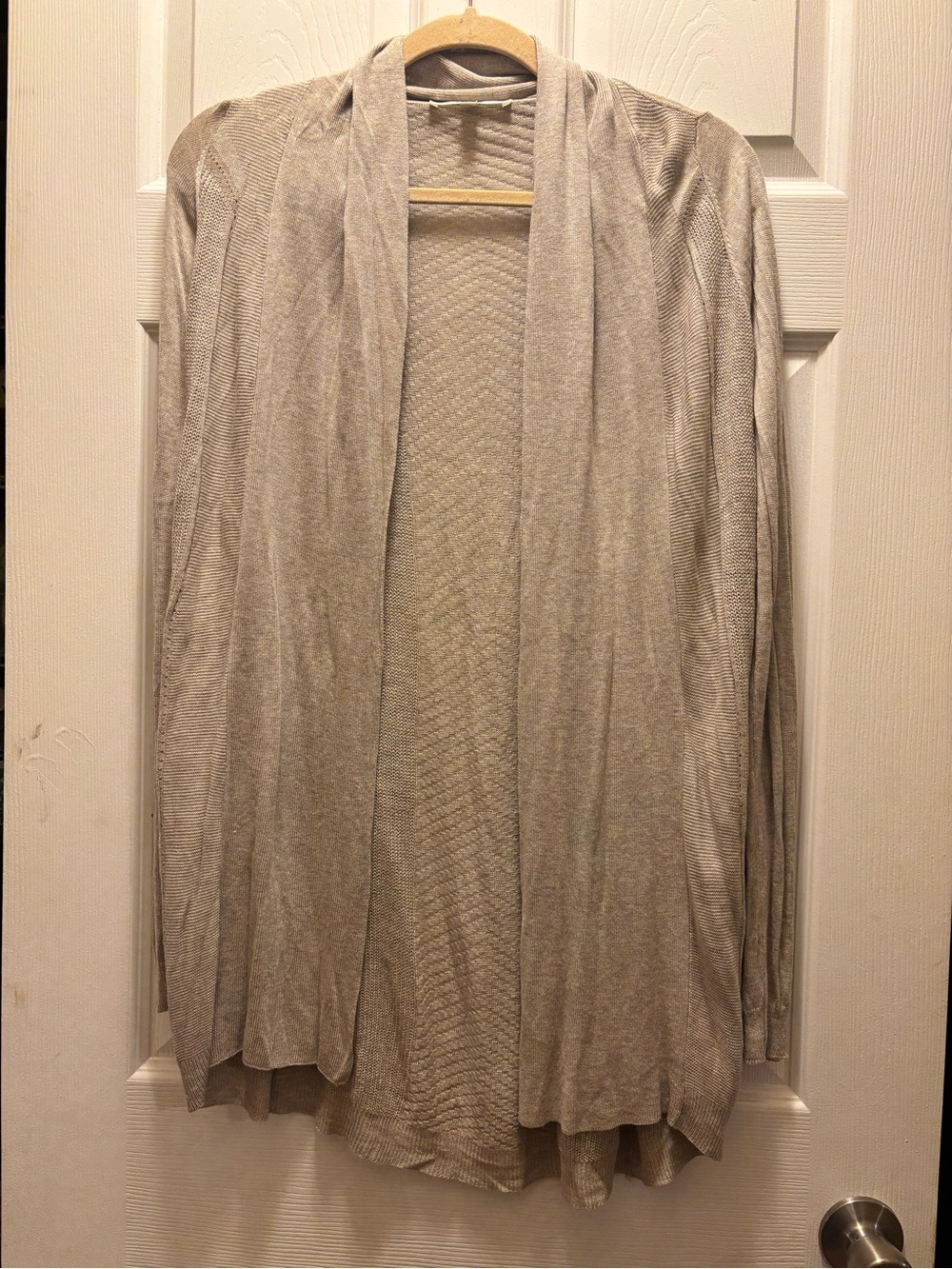 Cyrus Light Beige Open-Front Knit Cardigan